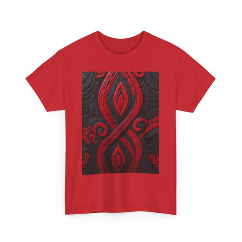 Red and Black Maori Design Mana Unisex Heavy Cotton Tee