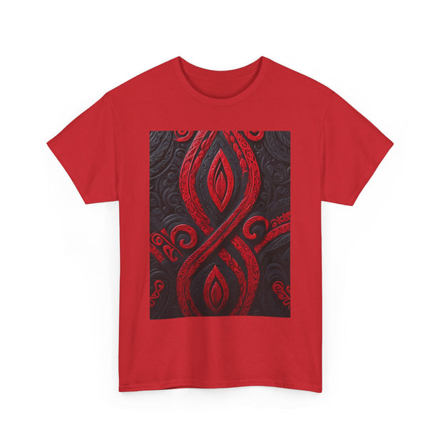 Red and Black Maori Design Mana Unisex Heavy Cotton Tee