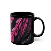 Pink and Black Feathers Mug (11oz, 15oz) Black