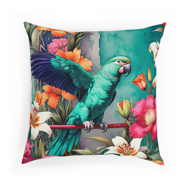 Emerald Green Parrot Paradise Cushion