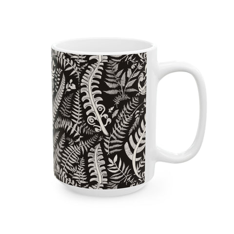 Dark Coco Fern and Bone Ceramic Mug, (11oz, 15oz)