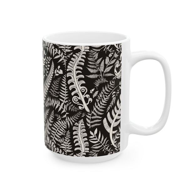 Dark Coco Fern and Bone Ceramic Mug, (11oz, 15oz)