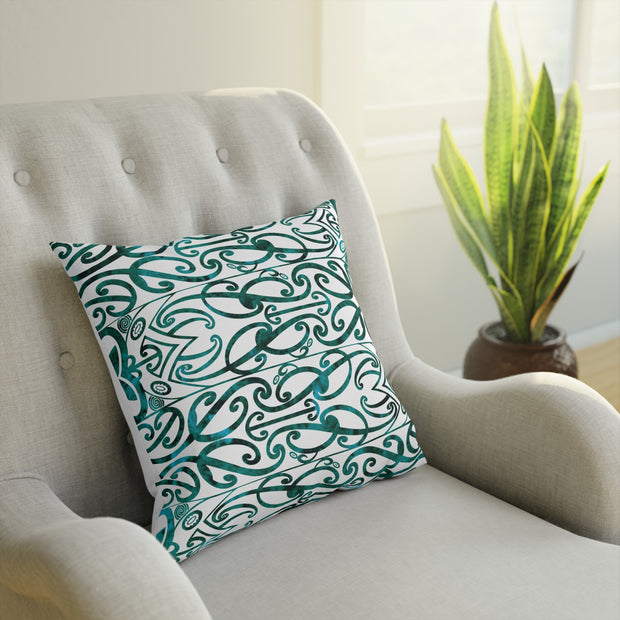 Dark Teal Green Koru Cushion