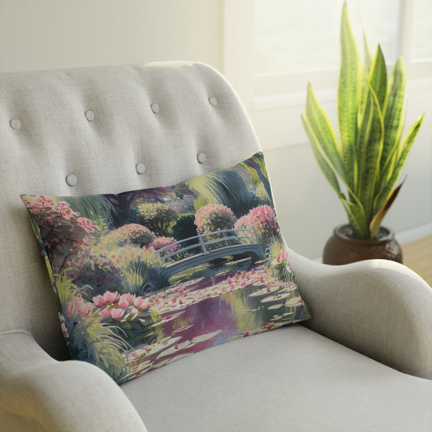 Monet Inspired Lily pond Cushion Watercolor