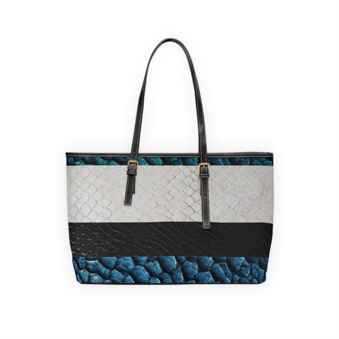 Blue White Black Snake Skin PU Leather Shoulder Bag
