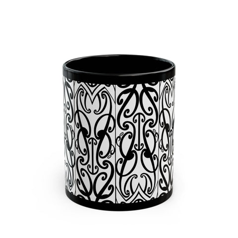 Black And White Koru Black Mug (11oz, 15oz)