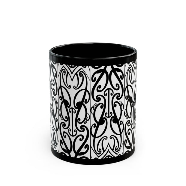 Black And White Koru Black Mug (11oz, 15oz)