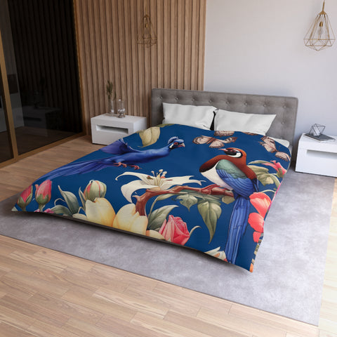 Pheasants A Blue Microfiber Duvet Cover