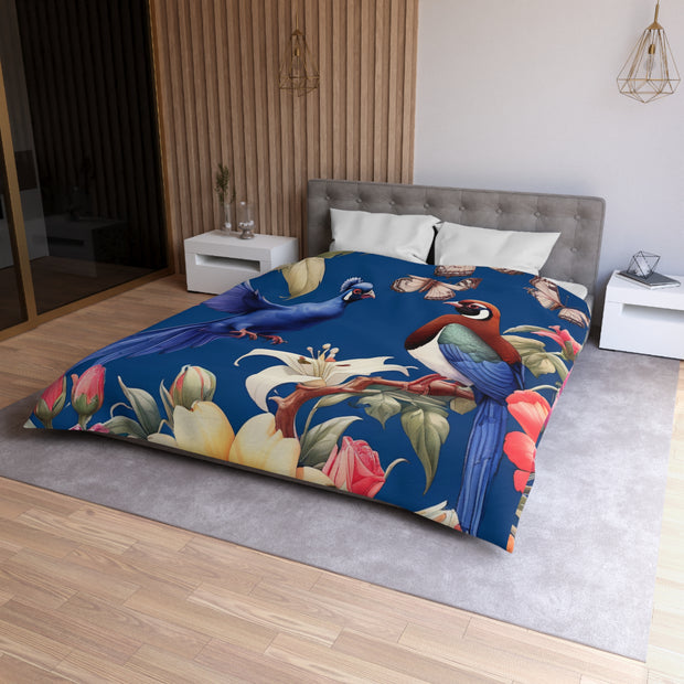 Pheasants A Blue Microfiber Duvet Cover