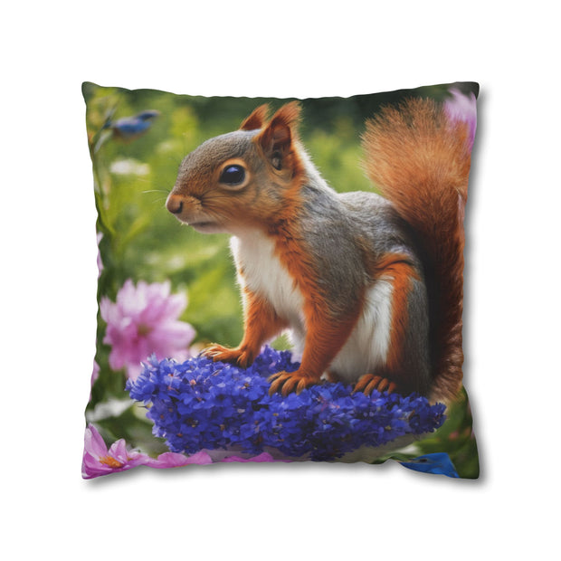 Cute Squirrel In The Forest Spun Polyester Square Pillowcase