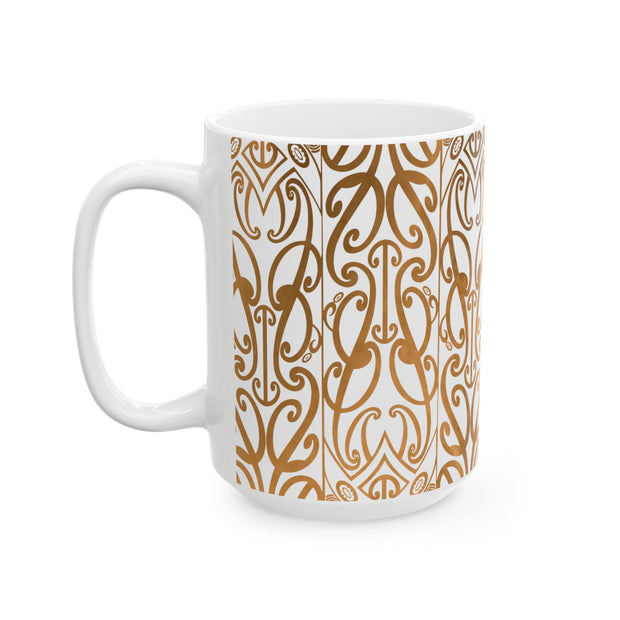 Burnt Orange Koru Ceramic Mug, (11oz, 15oz)