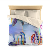Microfiber Duvet Cover Rainbow Drips On White Horses