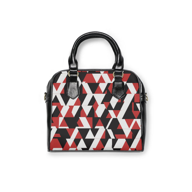 Red Black and White Modern Tukutuku Shoulder Handbag