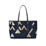Navy Blue Modern Tukutuku PU Leather Shoulder Bag