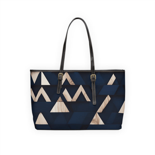 Navy Blue Modern Tukutuku PU Leather Shoulder Bag