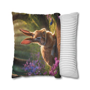 Cute Rabbit in the forest Spun Polyester Square Pillowcase