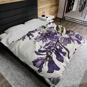 Purple Jacaranda Flowers Velveteen Plush Blanket