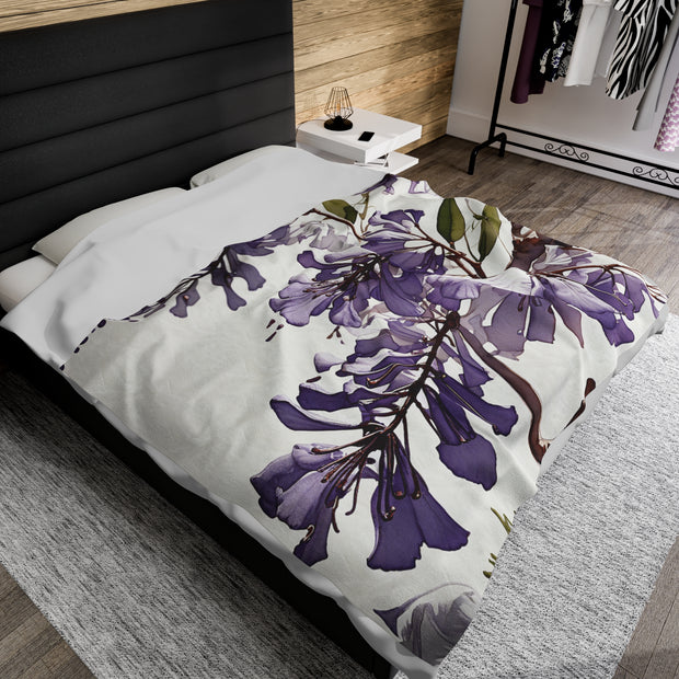 Purple Jacaranda Flowers Velveteen Plush Blanket
