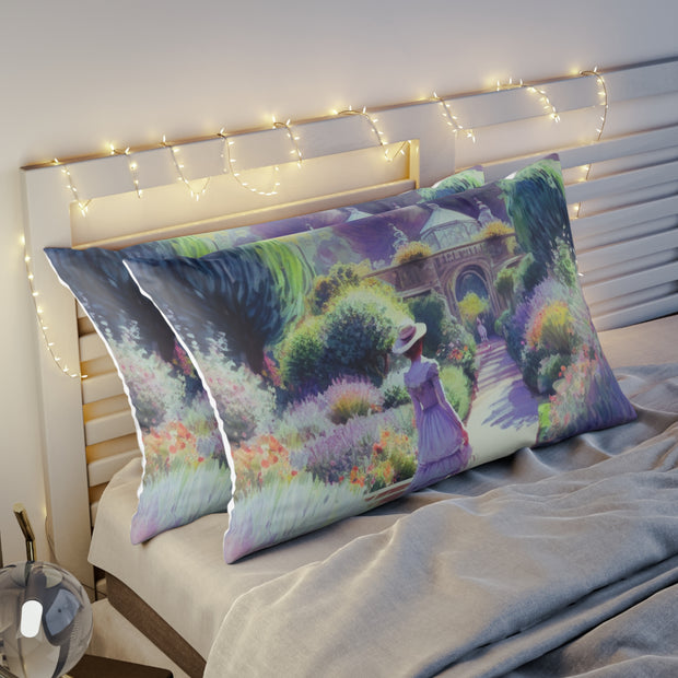 Monet Inspired Girl Walking In Garden Pillow Sham