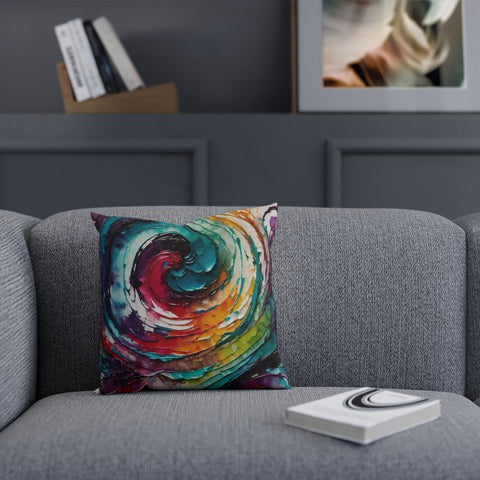 Colorful Swirl In Watercolors and Oils Cushion