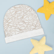 Beige Koru Baby Beanie (AOP)