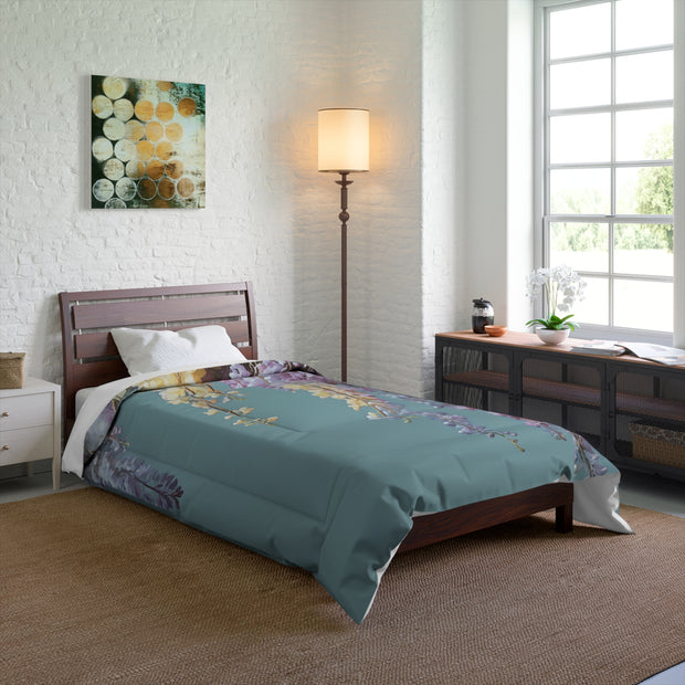 Soft Teal Antique Wisteria Comforter
