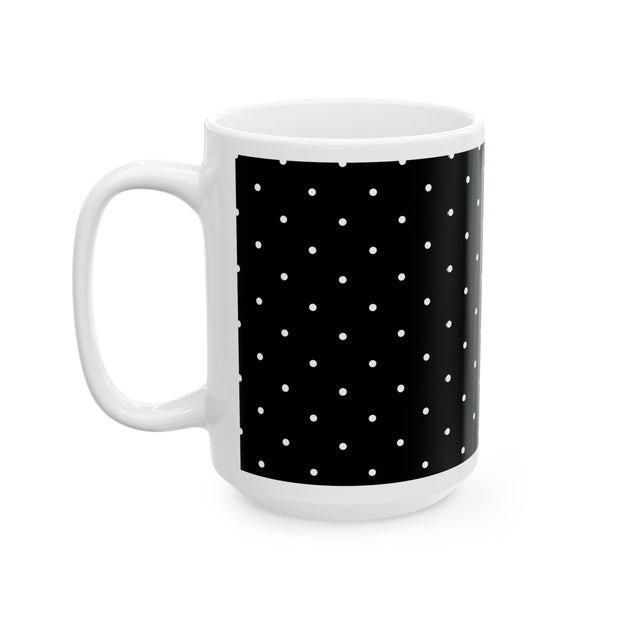Black and White Polka Dot Ceramic Mug, (11oz, 15oz)