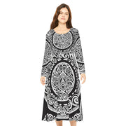Black and White Ezra Women's Long Sleeve Dance Dress (AOP)
