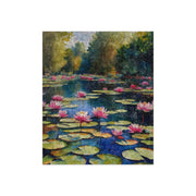 Monet Inspired Waterlily Pond Crushed Velvet Blanket