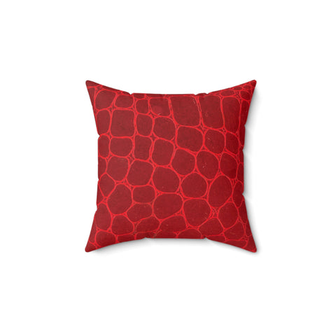 Spun Polyester Square Pillow Lipstick Red Snake Skin