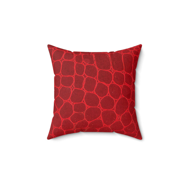 Spun Polyester Square Pillow Lipstick Red Snake Skin