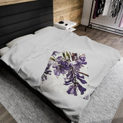 Purple Jacaranda Flowers Velveteen Plush Blanket
