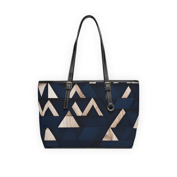 Navy Blue Modern Tukutuku PU Leather Shoulder Bag