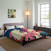 Japanese White Peacocks In Cherry Blossom Tree Comforter