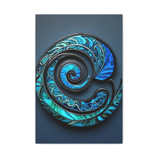 Stunning Blue Paua Abalone Shell Spiral Classic Canvas