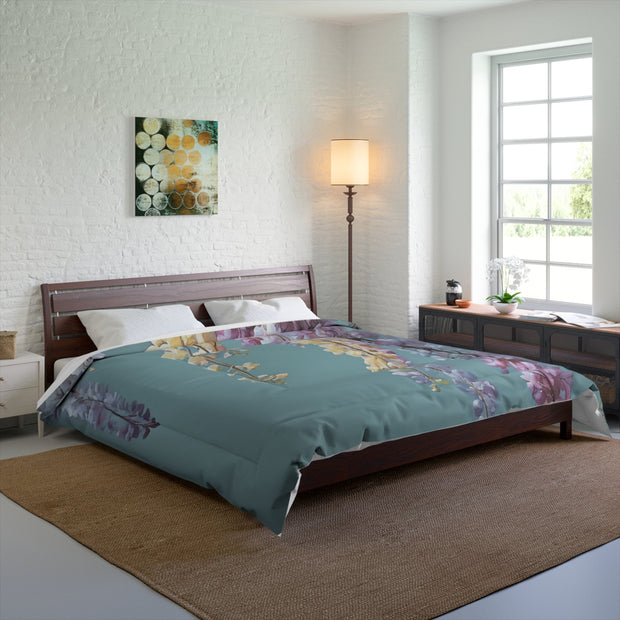 Soft Teal Antique Wisteria Comforter