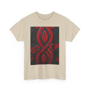 Red and Black Maori Design Mana Unisex Heavy Cotton Tee