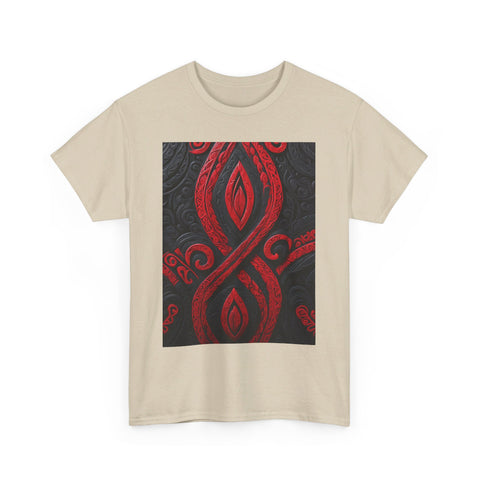 Red and Black Maori Design Mana Unisex Heavy Cotton Tee