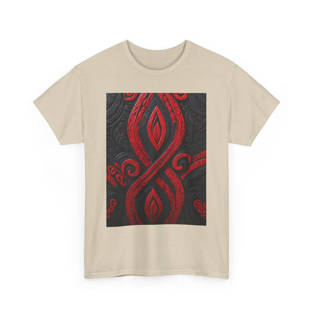 Red and Black Maori Design Mana Unisex Heavy Cotton Tee