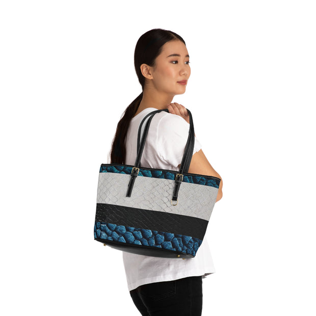 Blue White Black Snake Skin PU Leather Shoulder Bag
