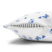 Blue and White Flowers and Butterflies Spun Polyester Square Pillowcase