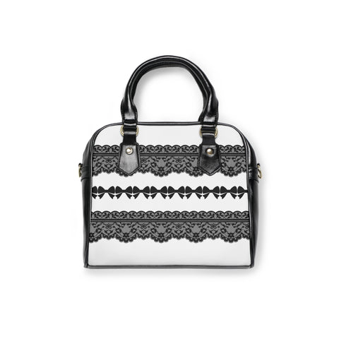 Black and White Chantelle Lace Shoulder Handbag