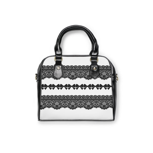 Black and White Chantelle Lace Shoulder Handbag