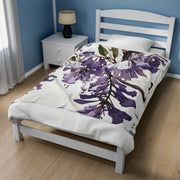 Purple Jacaranda Flowers Velveteen Plush Blanket