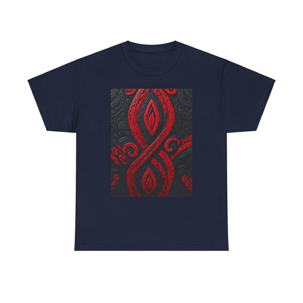 Red and Black Maori Design Mana Unisex Heavy Cotton Tee