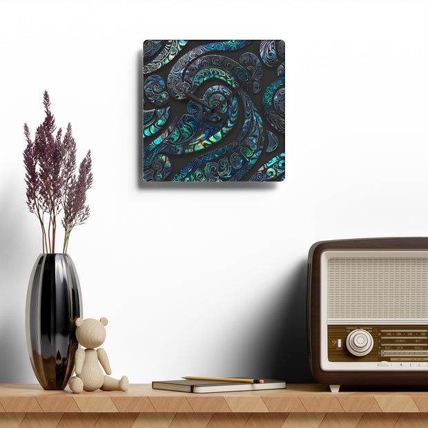 Paua Abalone Shell New Zealand Maori Design Acrylic Wall Clock