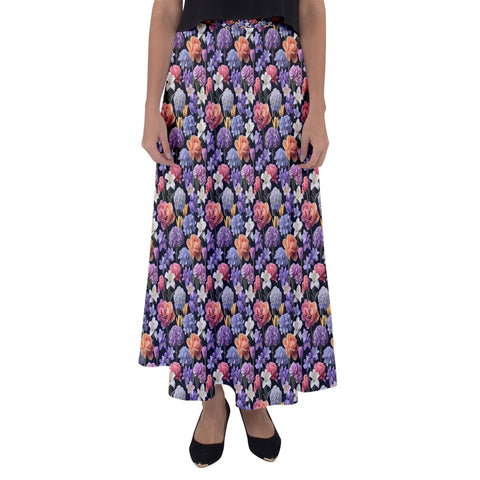 Floral Spring Lights Flared Maxi Skirt