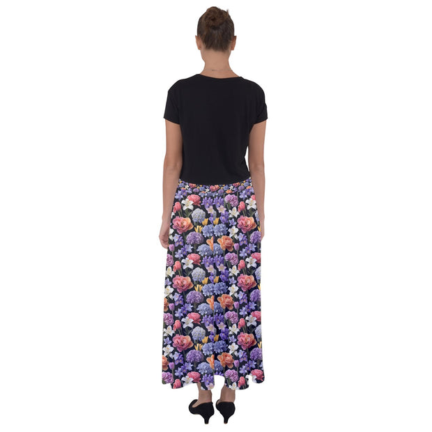 Floral Spring Lights Flared Maxi Skirt