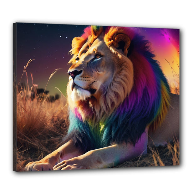 Magnificent Rainbow Lion Canvas 24" x 20" (Framed)