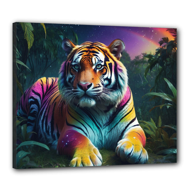 Regal Rainbow Tiger (2) Canvas 24" x 20" (Framed)